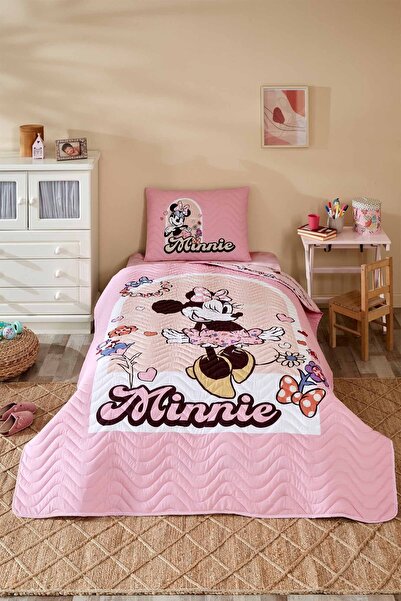 Özdilek مجموعة غطاء لحاف DSNY Ranforce Single Pink Minnie Garden