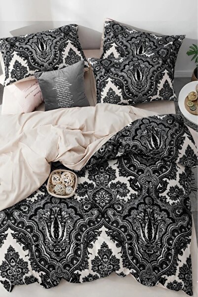 İQON Elastic Sheet Duvet Cover Set Single Size Shall Black