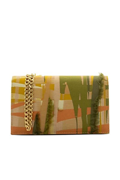 Vario Patterned Canvas Chain Strap Clutch Bag 6435 Multicolor