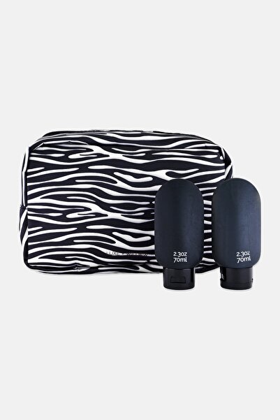 Luxe + Willow Travel Animal Pattern Toiletry Bag With 2 Refillable Bottles, M...