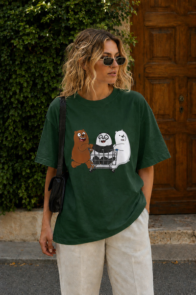 ArtYus Tricou oversize unisex cu imprimeu cu personaje drăguțe de ursuleți – ...