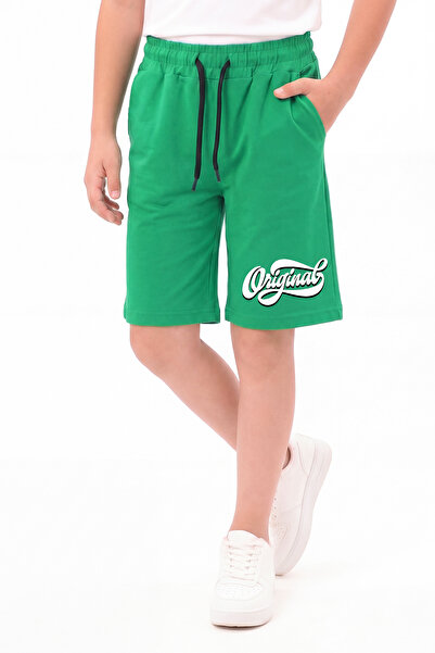 panios kids Original Print Detailed Boys' Double Pocket Capri Pants with Elas...