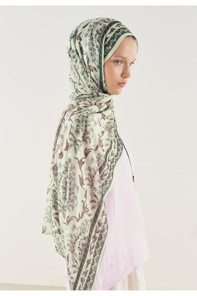 Freshscarfs Sea Foam Ethnic Touch Pattern Soft Viscose Shawl