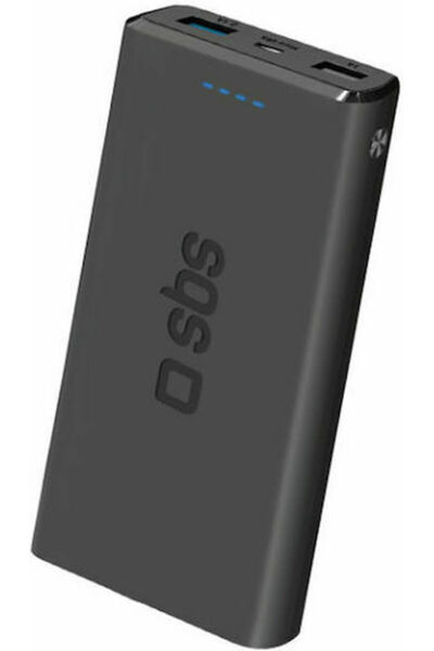 SBS Γρήγορο Power Bank 10000mAh με 2 Θύρες USB-A Μαύρο