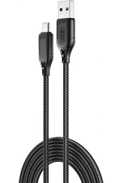 Xo NB235 Καλώδιο USB 2.0 Πλεγμένο Zebra USB-C Αρσενικό - USB-A Μαύρο 1μ