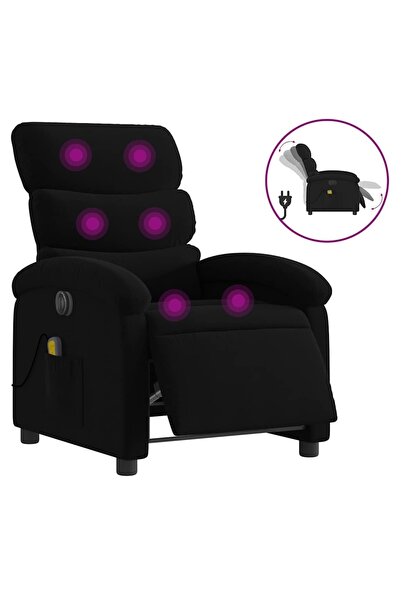 vidaxl Fotoliu electric de masaj rabatabil, negru, textil