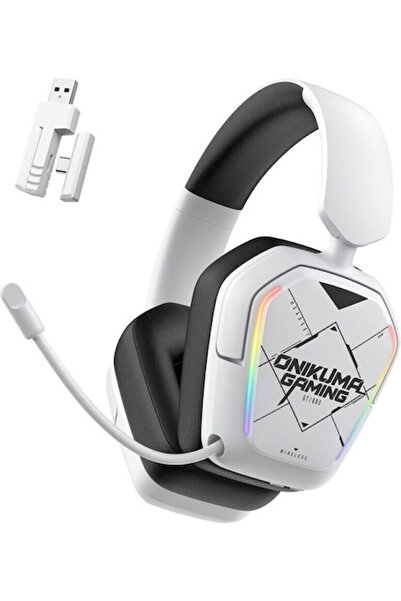 Onikuma Ακουστικά gaming υπεραυτικά με σύνδεση Bluetooth, λευκά