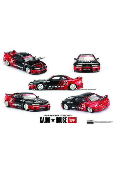 mini gt Kaido House Nissan Skyline GT-R R33 Kaido Works Advan KHMG191 1:64 Mo...