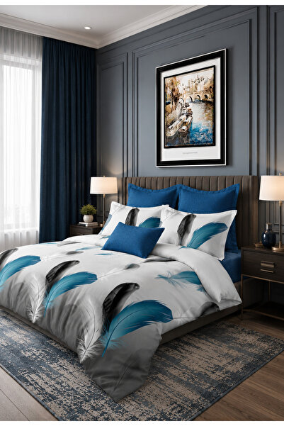 RALEX PUCIOASA Finet 6-Piece Bedding Set with Elastic Fitted Sheet for Beds 1...