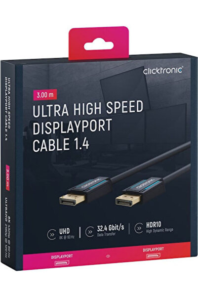 CLICKTRONIC Καλώδιο Displayport Dp 1.4 8k 3μ