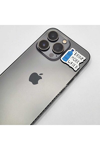 Generic Drink More Water Metal Sticker for iPhone and Smartphones, Glossy Finish, Blue, Rectangular, 3M Adhesive Backing