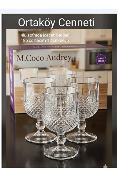 ORTAKÖYCENNETİ M.Coco Audrey 4 lü Kısa Boy Şarap Kadehi Seti - 185 Ml
