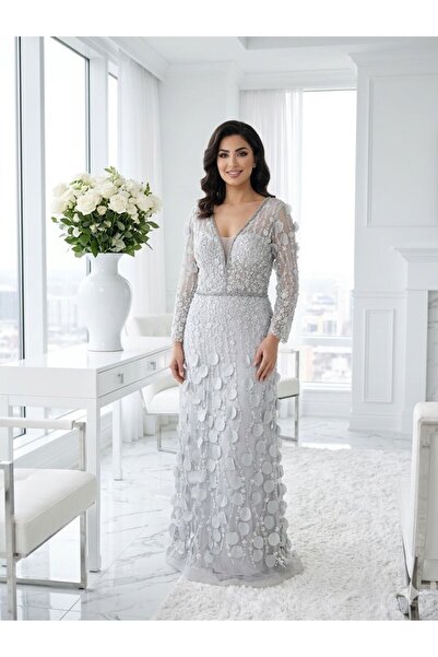 DAY BY DAY 3D Flower Heavy Handmade Embroidery Evening Dress