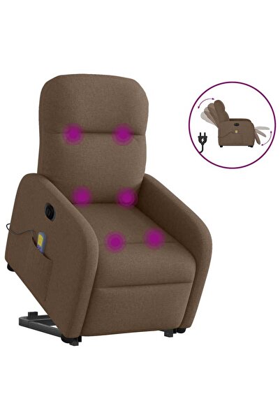 vidaxl Fotoliu electric de masaj rabatabil cu ridicare, maro, textil