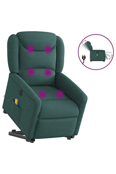 vidaxl Fotoliu electric masaj rabatabil / ridicare verde închis textil