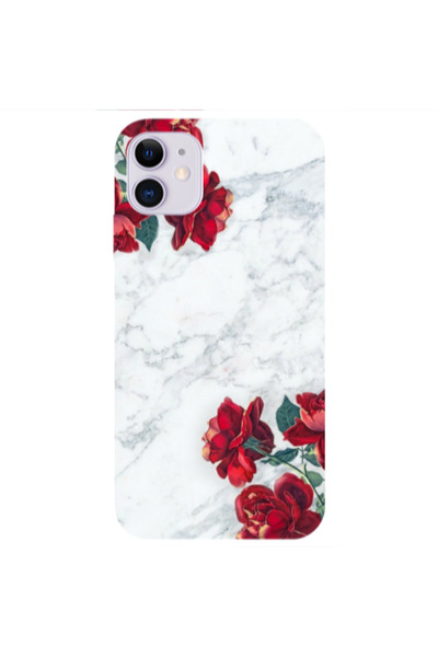 Other Apple iPhone 11 red roses marble Transparent Silicone TPU Θήκη