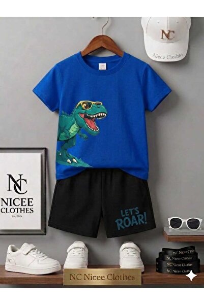 NC Nicee Clothes LETNJA DEČJA MAJICA I KRATKE HLAČE UNISEKS (SA ŠARA DINOZAUR...