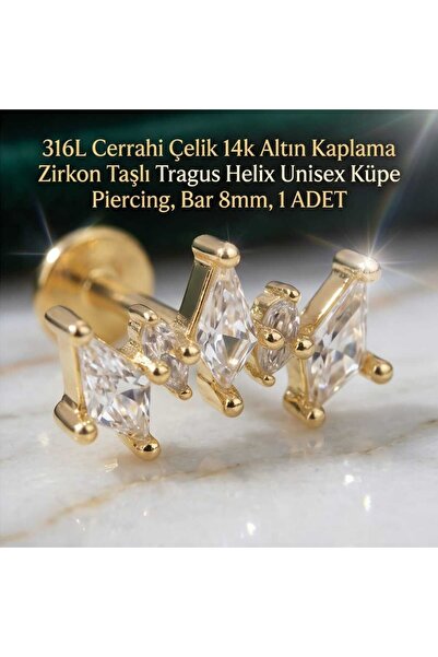Lunexa 316L Cerrahi Çelik Altın Kaplama Kararmaz Alerji Yapmaz Zirkon Taş Fig...