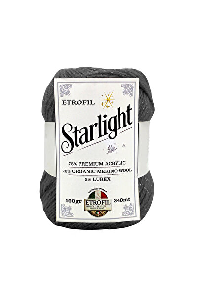 Etrofil Прежда за плетене Star Light, сив, 75% премиум акрил, 20% органична м...