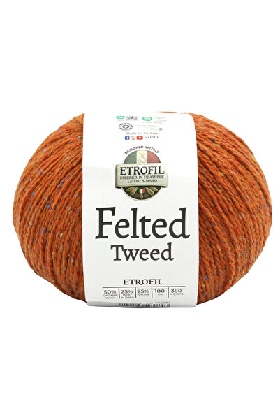 Etrofil Felted Tweed Knitting Yarn Burnt Amber 50% Organic Merino Wool 25% Ba...