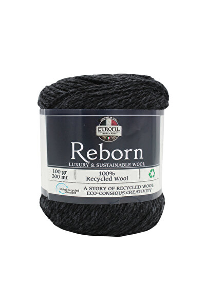 Etrofil Prepletena pređa za pletenje Reborn crna 100% reciklirana vuna 100g 3...