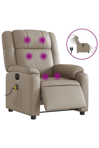 vidaxl Fotoliu electric masaj rabatabil, cappuccino, piele ecologică