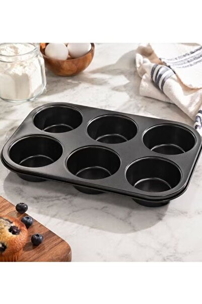 Blackstone Muffin Pan - 6Cup Nonstick Carbon Steel Cupcake Baking Tray Oven S...