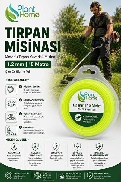 plant-home Motorlu Tırpan Misinası 1.2 mm 15 Metre Yuvarlak Motorlu Tırpan Mi...