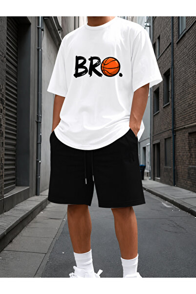 ship master Men's Oversize Basketball Ball Graphic Printed T-Shirt Shorts Set...