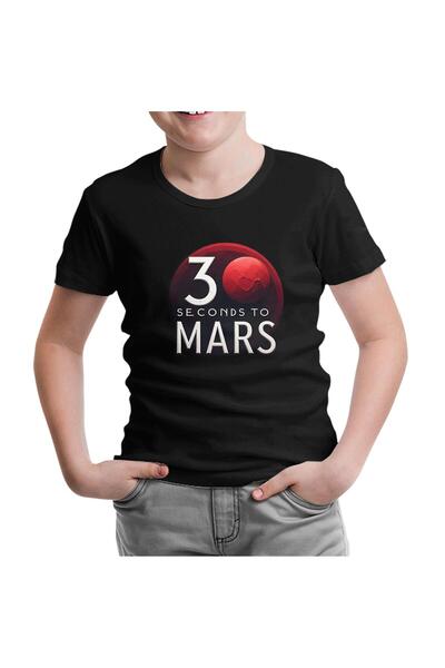 Lord T-Shirt 30 ثانية إلى المريخ - تي شيرت أسود للأطفال من مارس