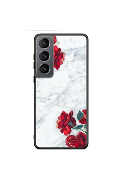 Other Samsung S21 Ultra red roses marble Black Glossy Θήκη