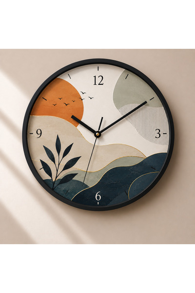 Defkay Ceas de perete din lemn, lucrat manual, colorat, cu design modern și m...
