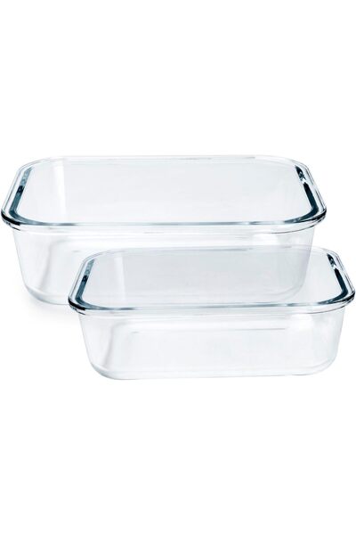 MONDEX Borosilicate Glass Food Container Set with Vents, 350ml + 650ml, 2-Piece