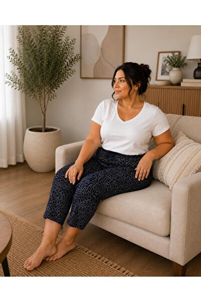 THEBEK Women's Viscose Pocketless Battal Capri Relaxed Cut Plus Size