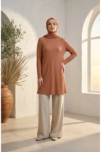 sefamerve Bürümcük Fabric Long Tunic 0508-08 Mink