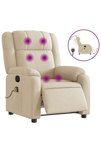 vidaxl Fotoliu electric de masaj rabatabil, crem, textil