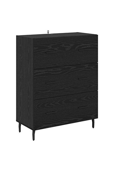 vidaxl Bufet Stejar Negru 69,5 x 34 x 90 cm Lemn Ingineresc și Fier