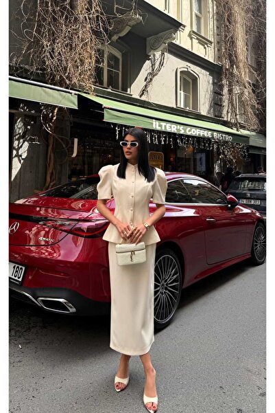 BODYFORM Hakim Yaka Peplum Ceket ve Etekli Takım