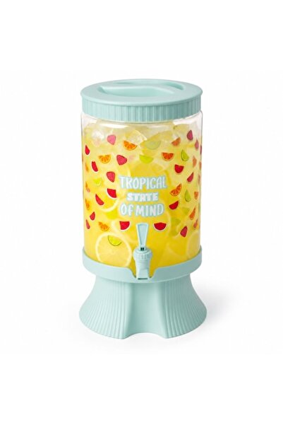 SHOPIENS Dozator de băuturi verde mentă cu bază cu robinet, model fructe trop...