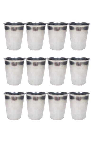 Mestore 12 Pieces Stainless Steel Chrome Cups 9 x 7.5 x 5.5cm