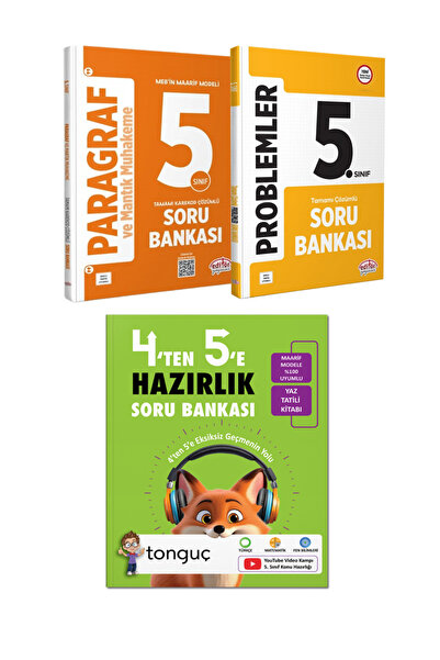 Tonguç Yayınları 4 ten 5 e Hazırlık Kitabı + 5. Sınıf Problem ve Paragraf Sor...