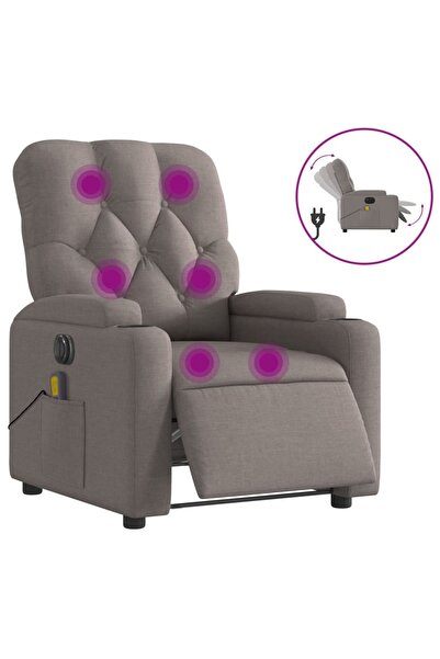 vidaxl Fotoliu electric de masaj rabatabil, gri taupe, textil