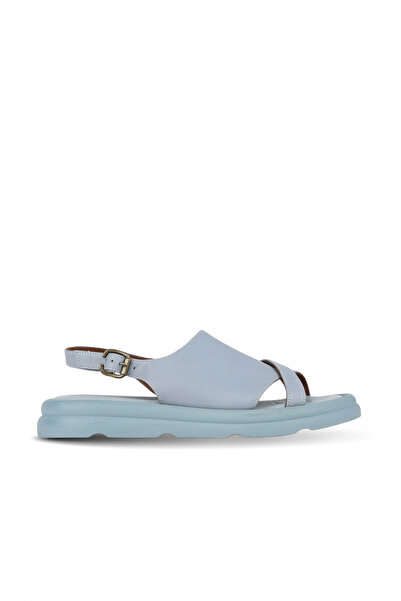 BUENO Blue Leather Women's Flat Sandals