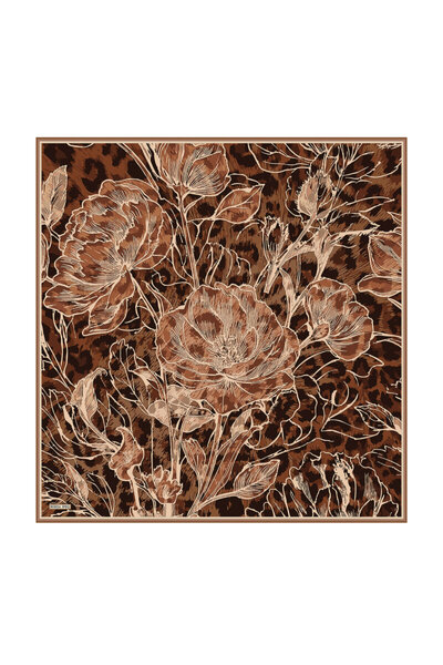 Bursa İpek Cinnamon Revna Pattern Twill Silk Scarf