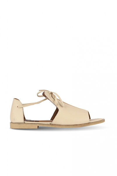 BUENO Cream Leather Women's Flat Sandals