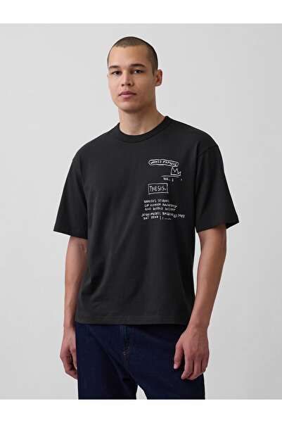GAP Erkek Siyah Jean-Michel Basquiat Oversized T-Shirt