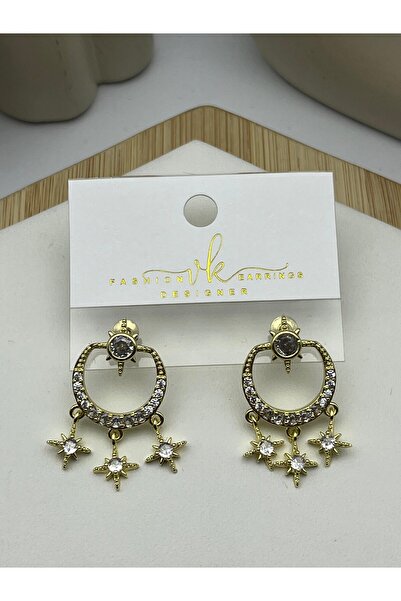 BİJU YILMAZ 26Vipk02 - Vip Star Dangle Gold Earrings