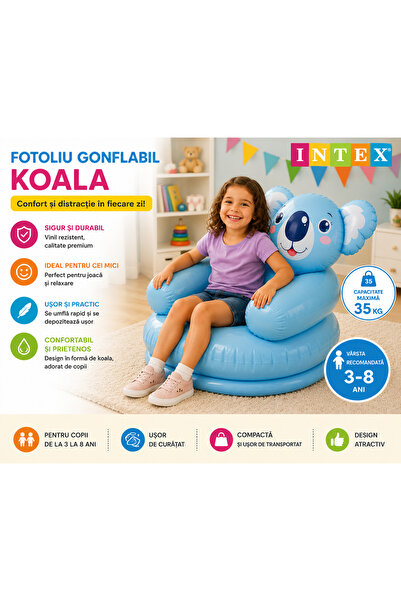 Intex Fotoliu gonflabil Happy Animal, 65x64x74 cm, 3−8 ani, max. 35 kg, Koala,