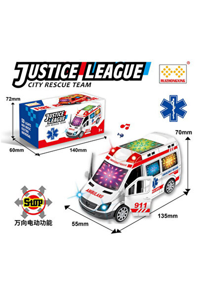PlayFun Jucărie Ambulanță – Lumini Colorate 3D, Muzică ș Lumini LED Sunete Mu...