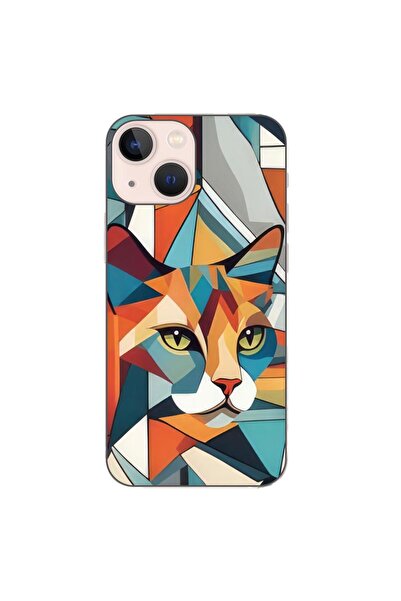 OEM Husa compatibila cu Apple iPhone 13 Mini Silicon Gel Tpu Model Cubic Cat Art